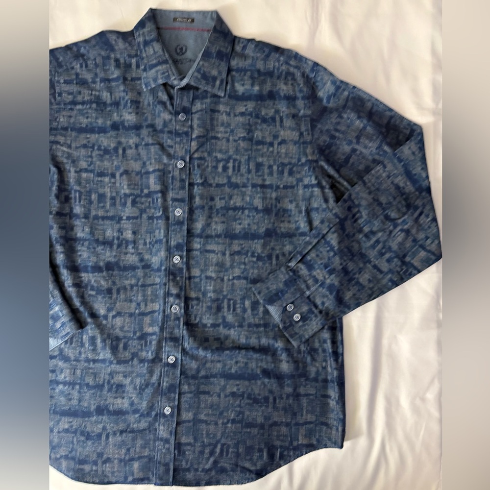 Bugatchi Uomo Classic Fit Patterned Blue & Gray L… - image 3